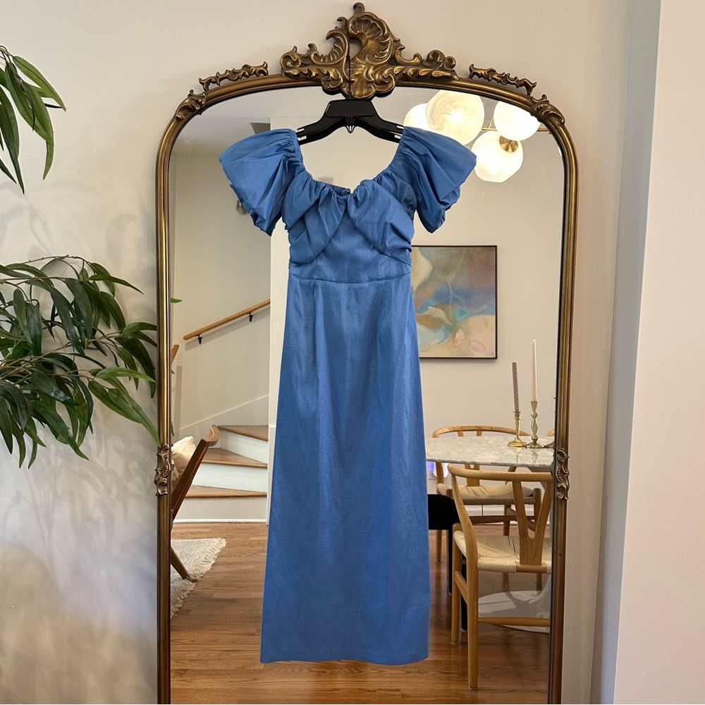 A&F Elegant Blue Off-Shoulder Dress - Picture 3 of 6